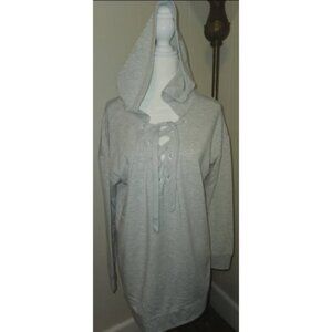 * AVON Gray Hooded Tie Front Tunic Pullover Top Ladies L 12 – 14